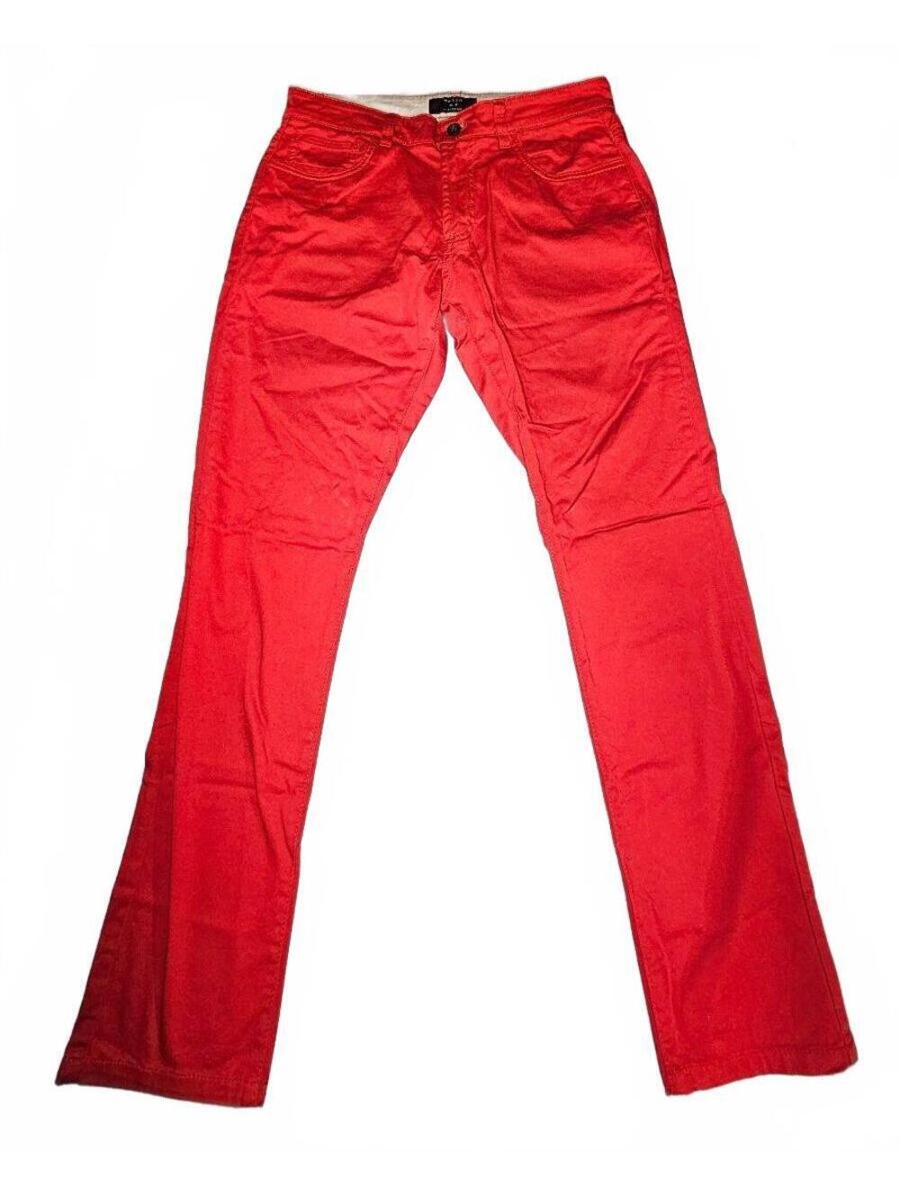 MATCH Men Red Slim Tapered Stretch Pants 32x31 Bright Red